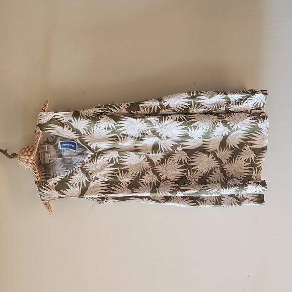 Rachel Zoe olive green tropical print 100% linen dress size medium - Picture 2 of 7